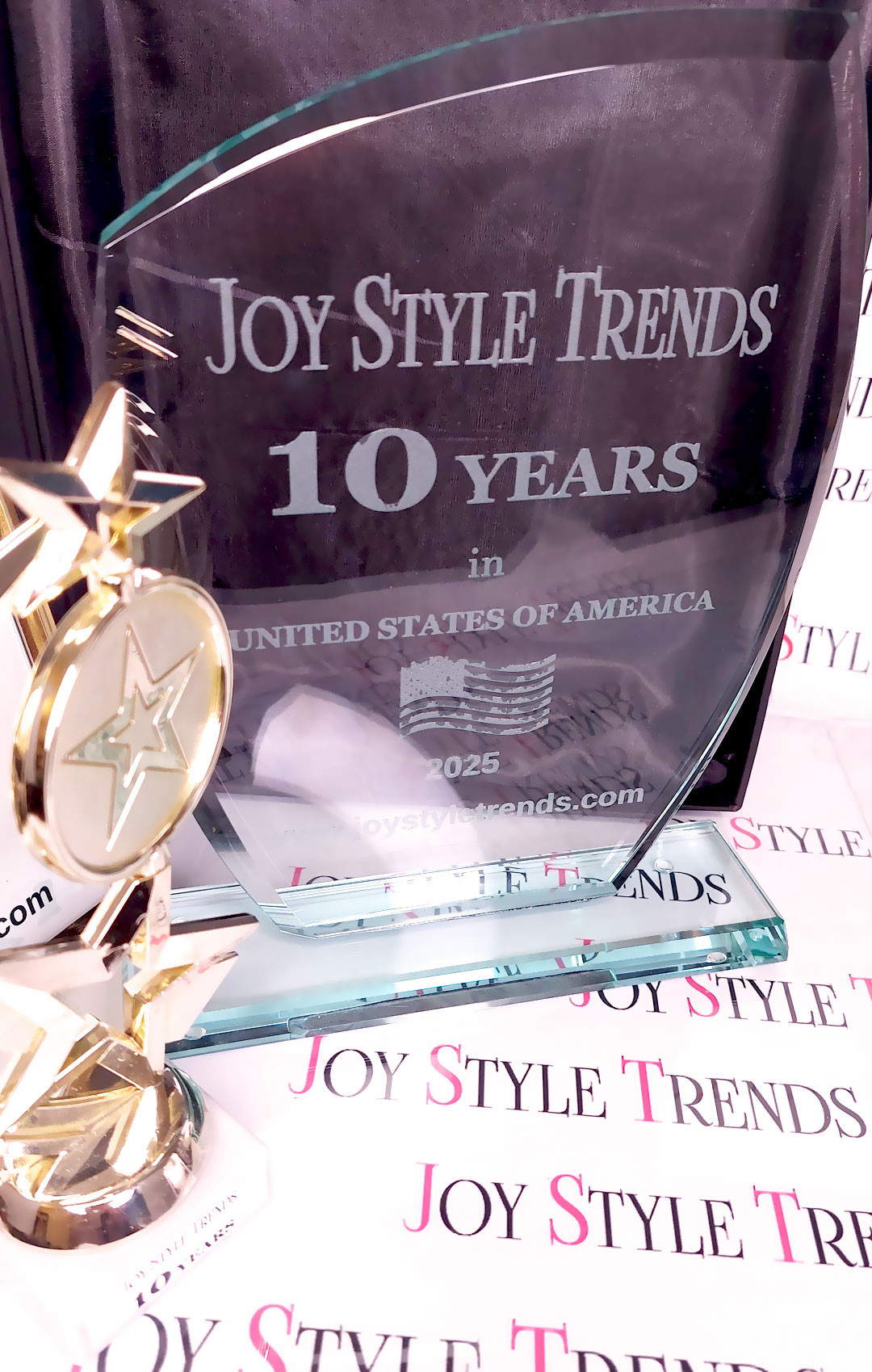 JOY STYLE TRENDS 10TH ANNIVERSARY ENGRAVED GLASS PLAQUE